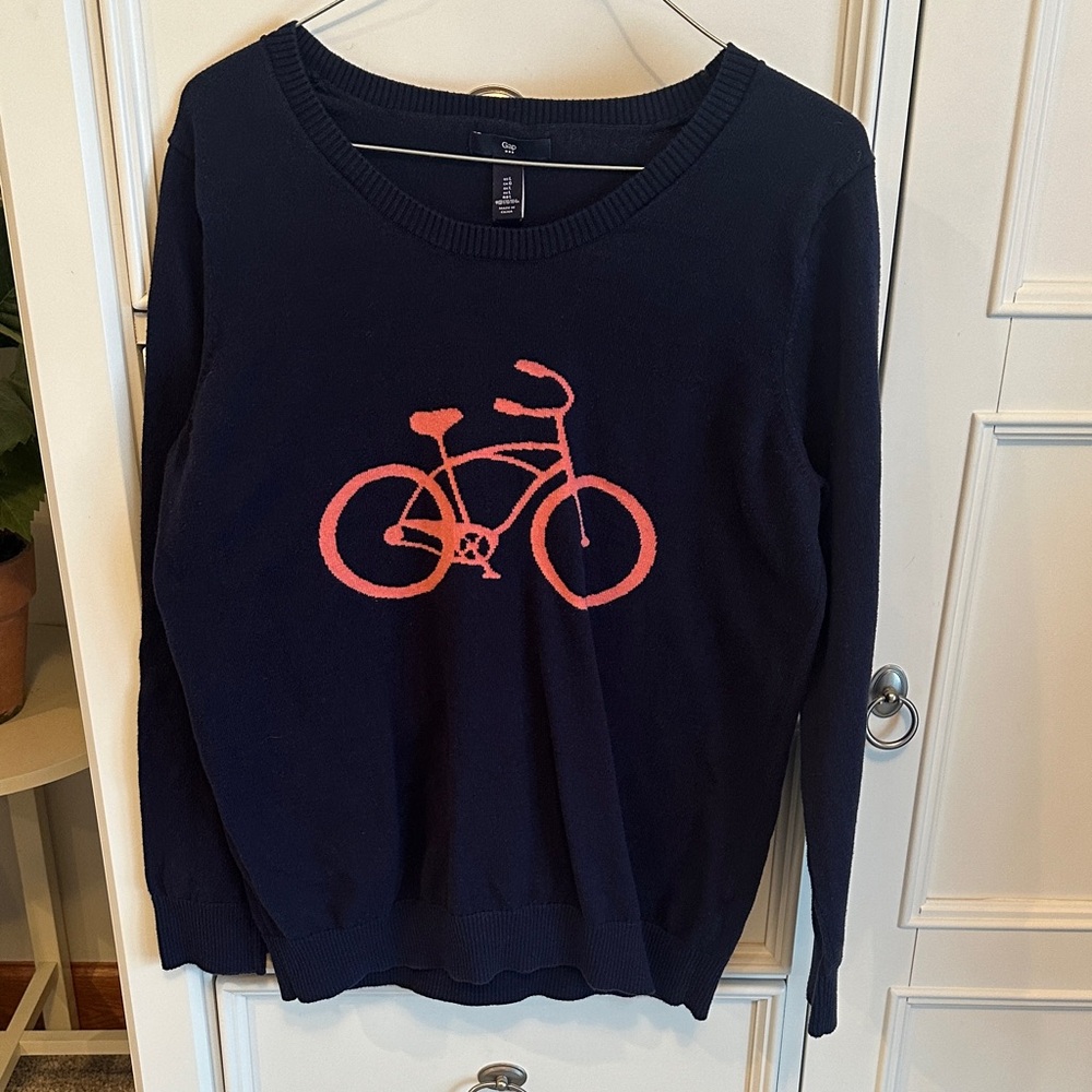 GAP Dark Blue Sweatshirt with Coral Bicycle Design